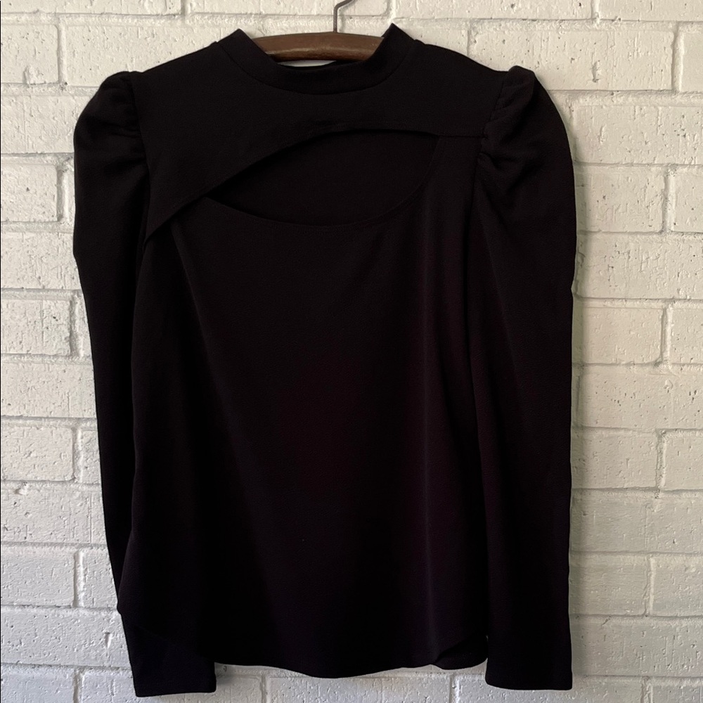 Knapp Studio Black Long Sleeve Crew Neck Women's Blouse Sz. L Cutout Goth